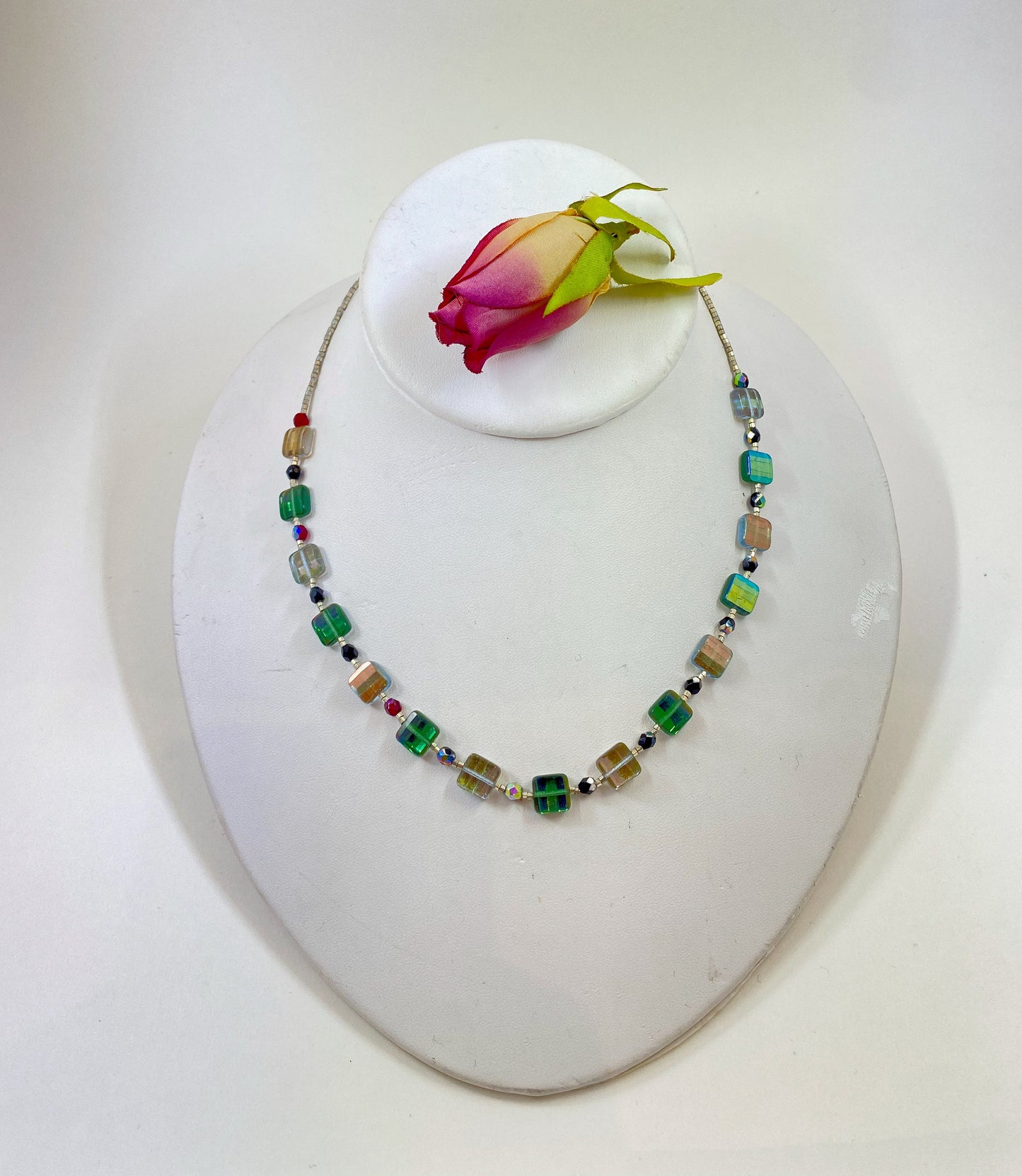 Swarovski crystal necklace. Stunning Swarovski crystals and beautiful glass beads are finished with a quality sterling silver chain.
