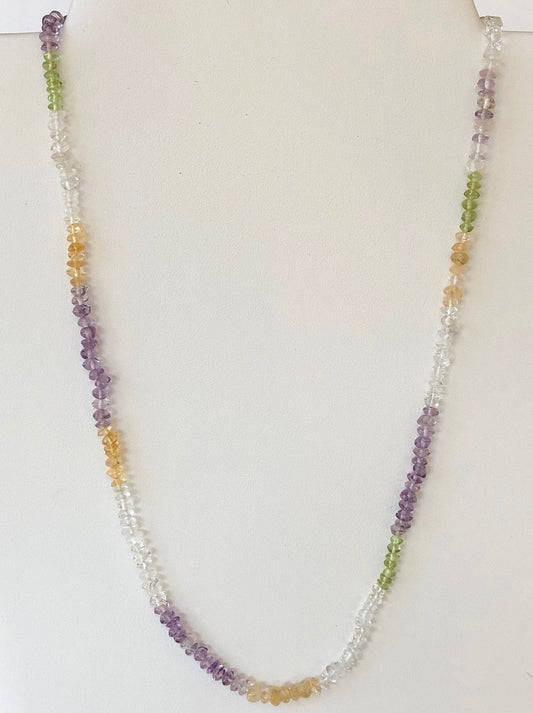 Soft and lovely Fluorite stone necklace, 19 " long, finished with a perfect sterling silver clasp.