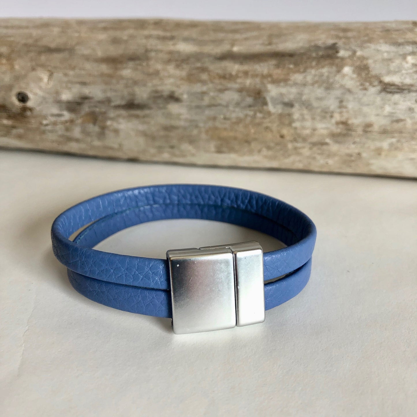 Leather bracelet, made of very soft, fine  Italian leather, and finished with a quality silver  magnetic clasp.