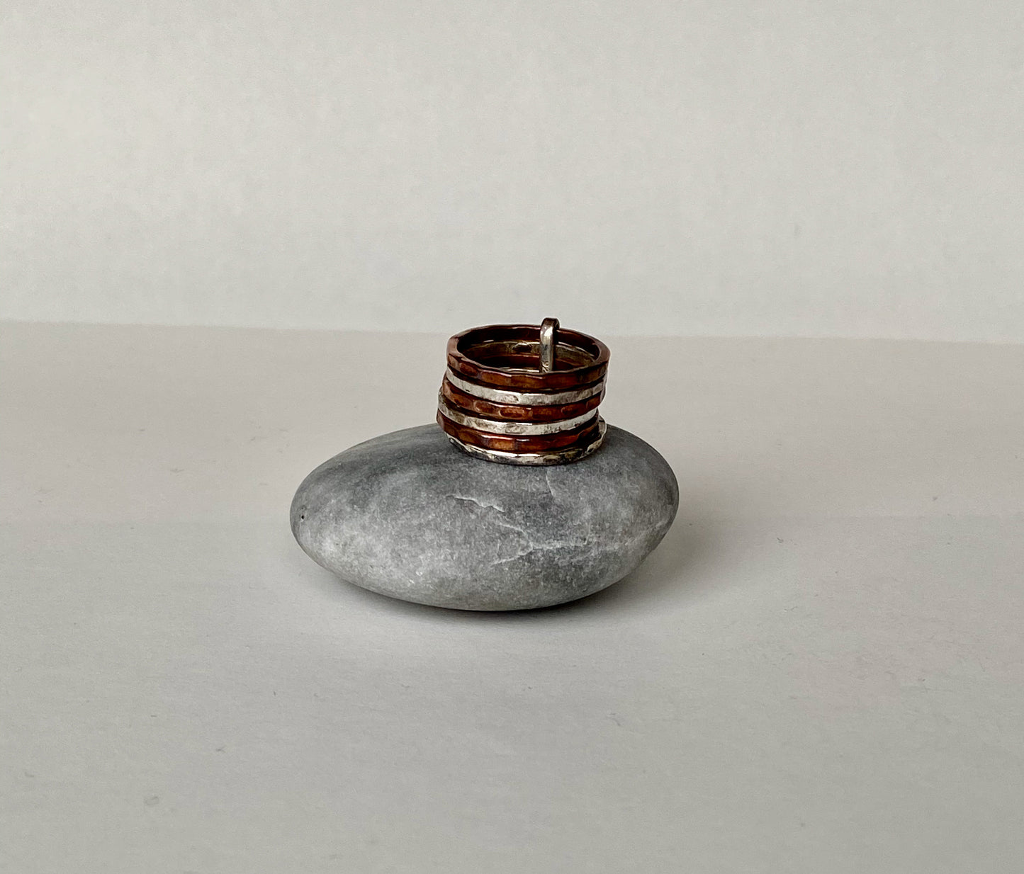 Handmade size 5.5 sterling silver, and copper spinning ring.