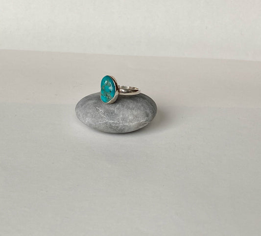 Handmade size 9 turquoise and sterling silver ring.