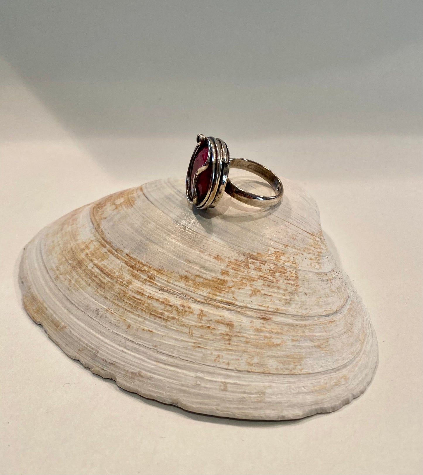 Handmade Indian ruby and sterling silver size 7"  ring