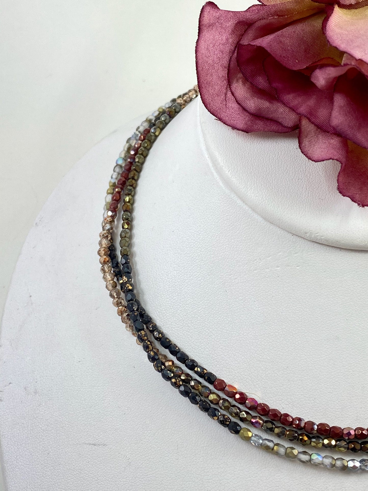 Stunning crystal necklace, with multi colors and designed to wear long or short. Finished with a quality sterling silver magnetic clasp.