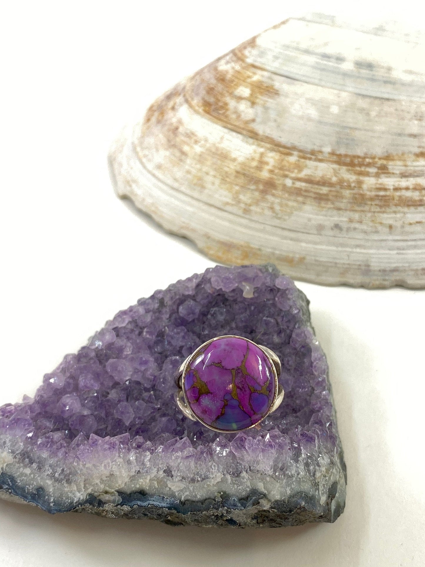 Gorgeous handmade purple turquoise and sterling silver ring. This is a size 7 1/2 stunning ring.
