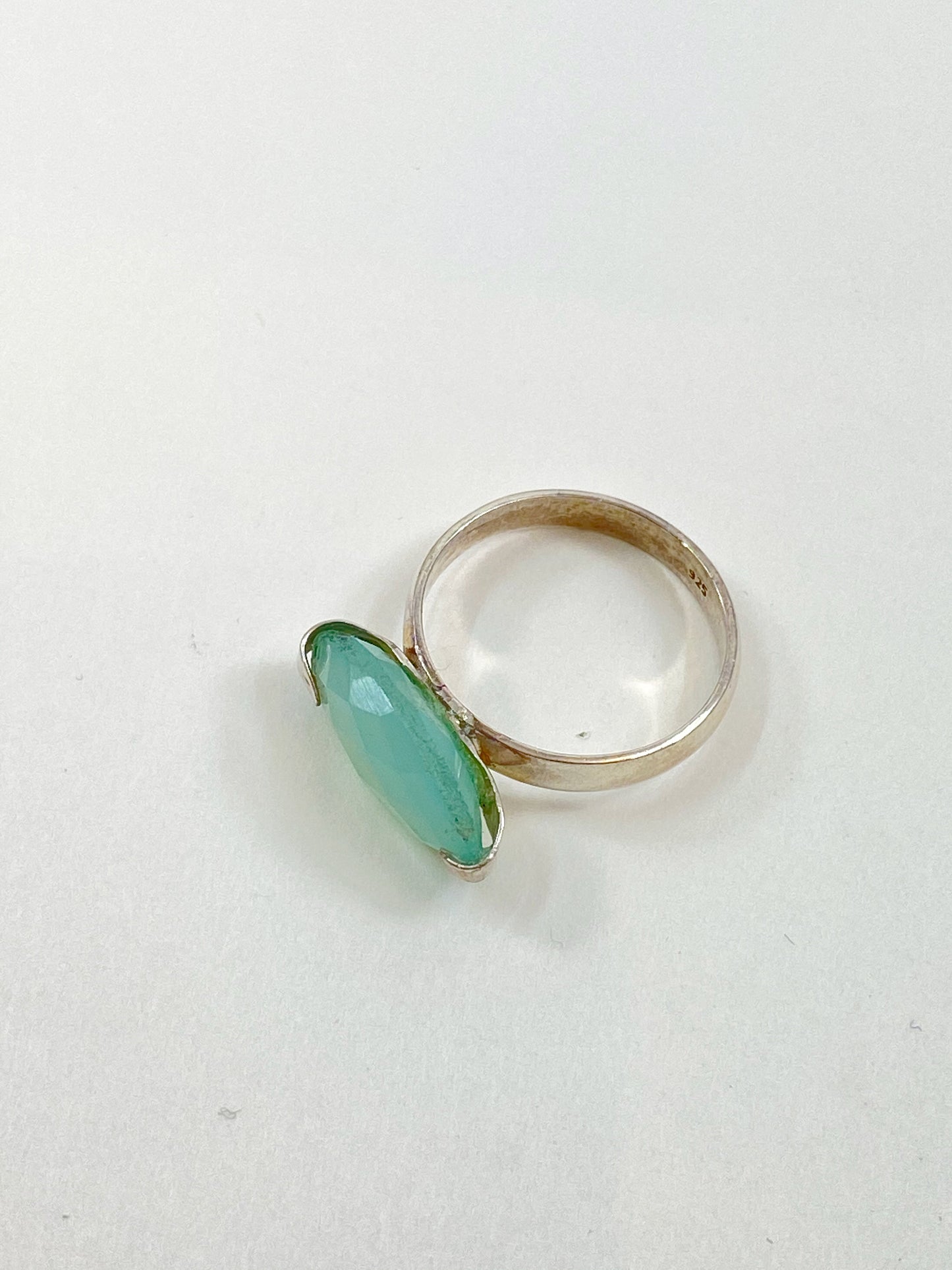 Gorgeous handmade Chalcedony stone sterling silver ring. This beautiful marquise cut stone is a size 6 1/2 stunning ring.