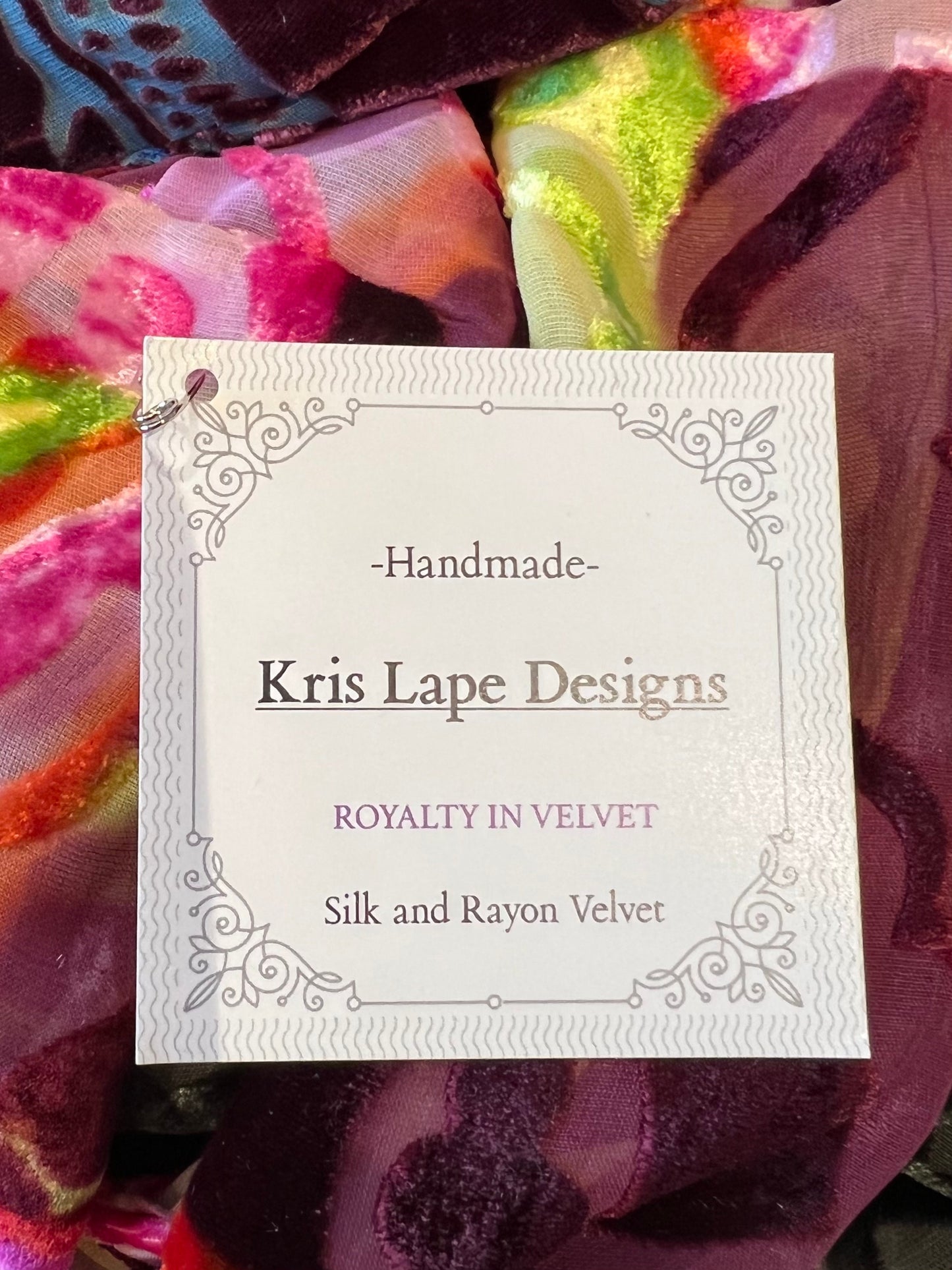 Exquisite pure silk and rayon velvet cowl. Single wrap for comfort, and beauty on your neck.